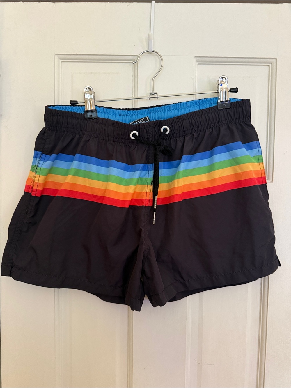 Knobs men’s 3” rainbow swim trunks (medium)